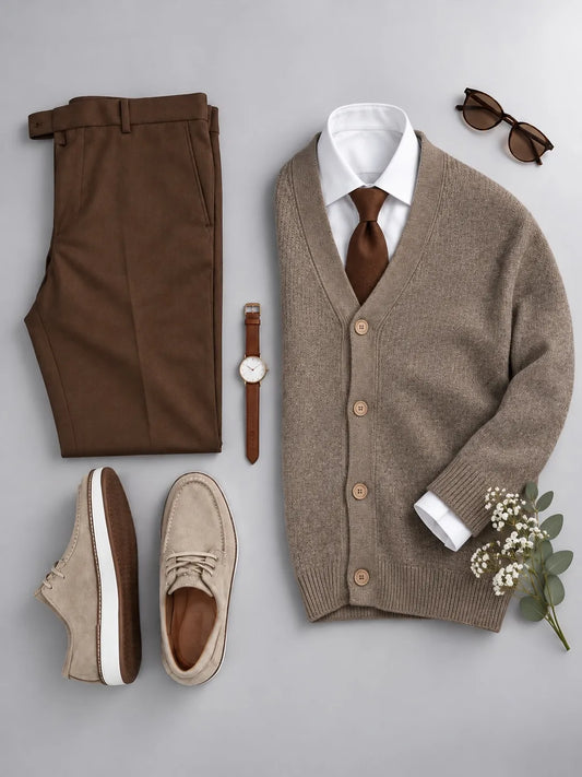 Men's Knit Cardigan and Trousers 2 Piece Set
