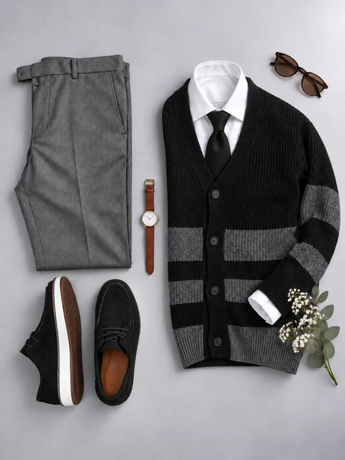 Men's Knit Cardigan and Trousers 2 Piece Set