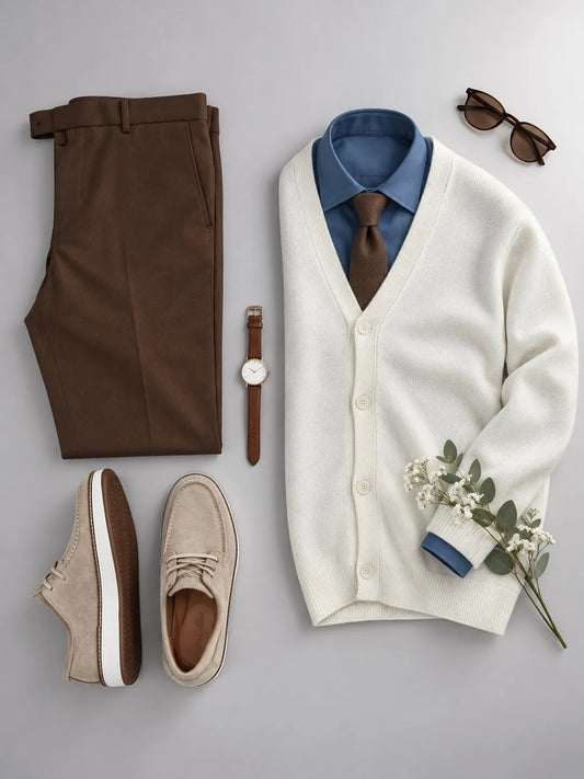 Men's Knit Cardigan and Trousers 2 Piece Set