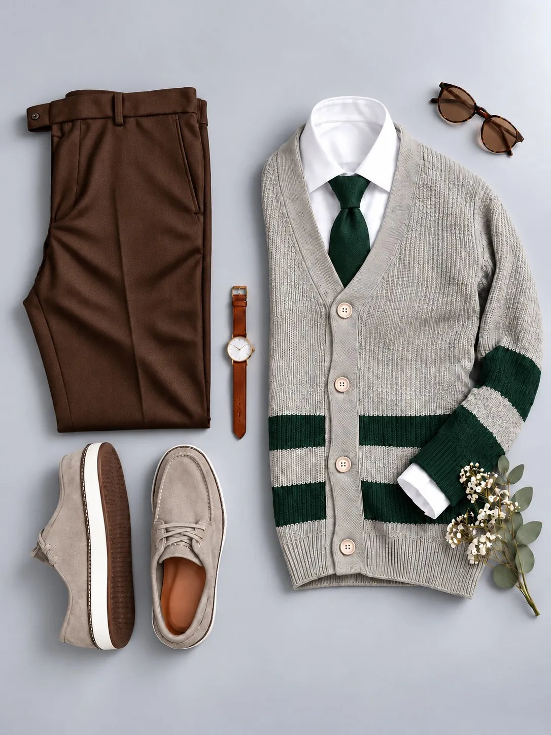 Men's Knit Cardigan and Trousers 2 Piece Set