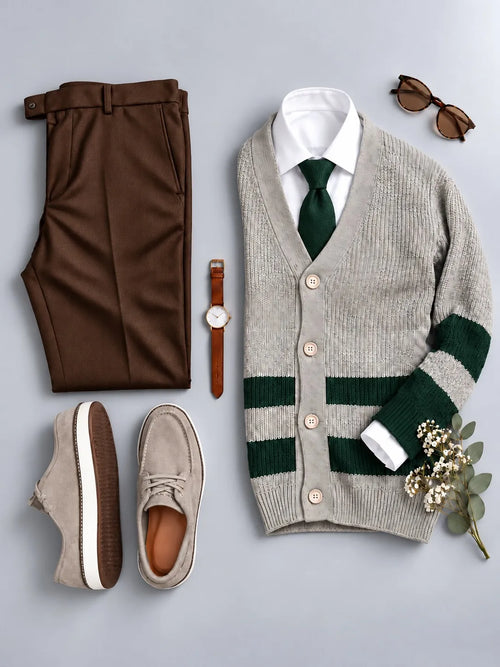 Men's Knit Cardigan and Trousers 2 Piece Set