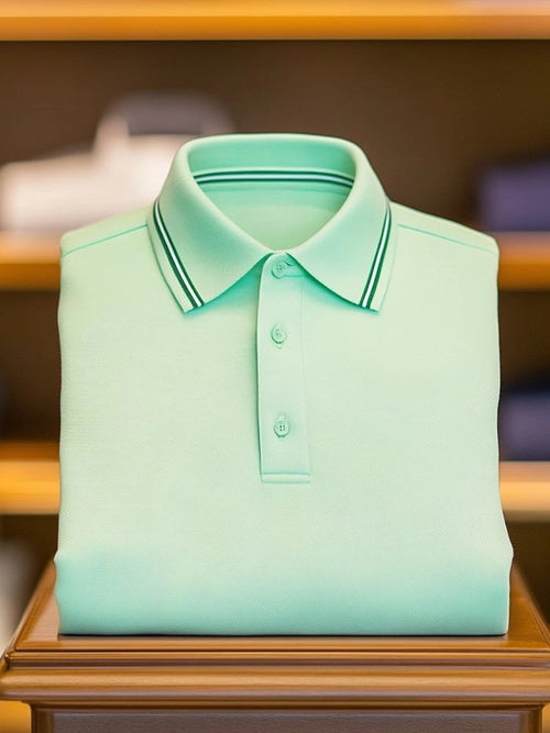Men's Business Casual Logo Button Short Sleeve Polo Shirt