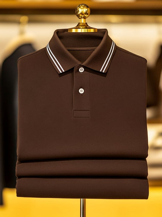 Men's Business Casual Logo Button Short Sleeve Polo Shirt