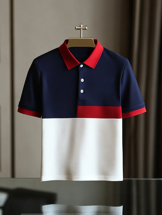 Men's Business Casual Button Short Sleeve Polo Shirt
