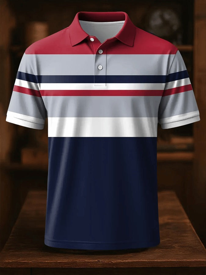Men's Retro Business Design Printed Casual POLO Shirt