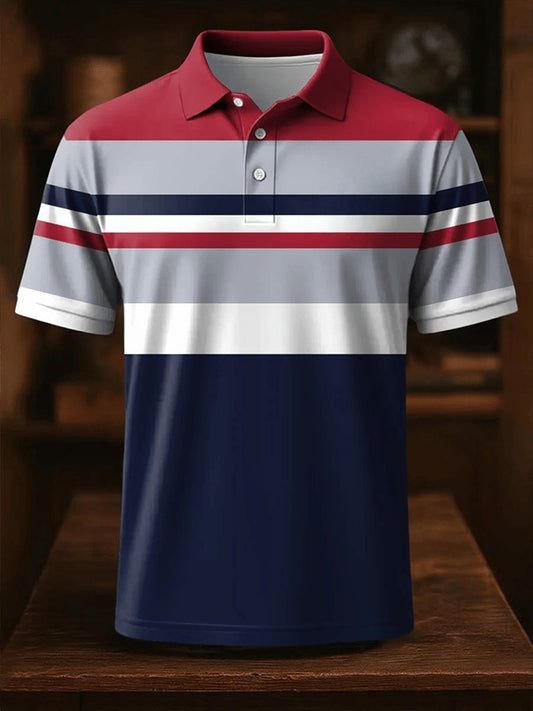 Men's Retro Business Design Printed Casual POLO Shirt