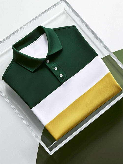 Men's Business Casual Button Short Sleeve Polo Shirt