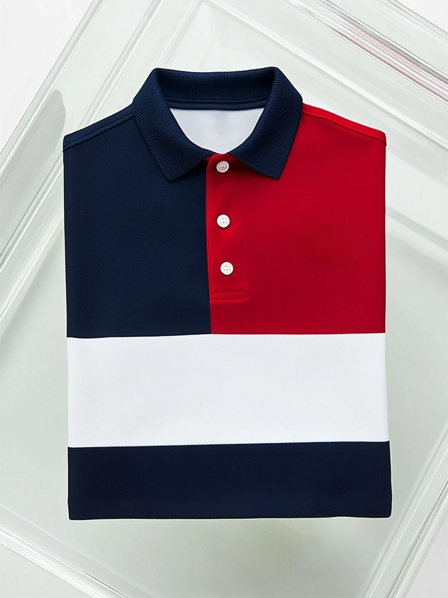 Men's Business Casual Button Short Sleeve Polo Shirt