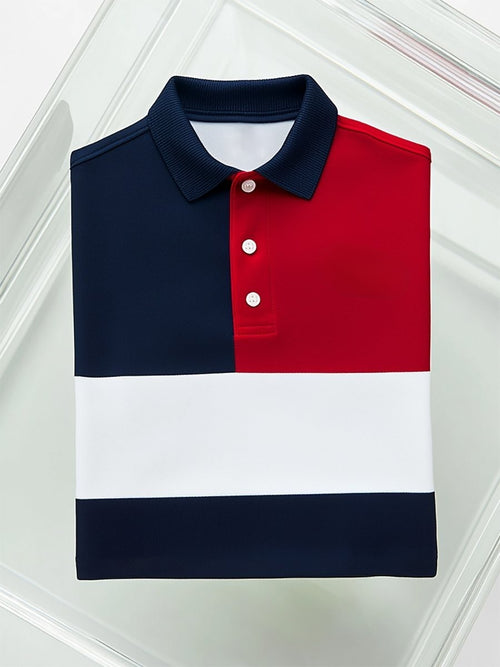 Men's Business Casual Button Short Sleeve Polo Shirt