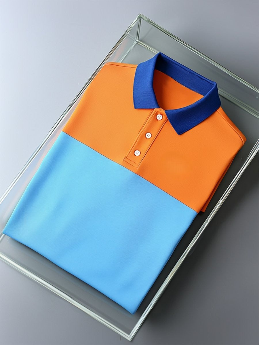 Men's Business Casual Button Short Sleeve Polo Shirt