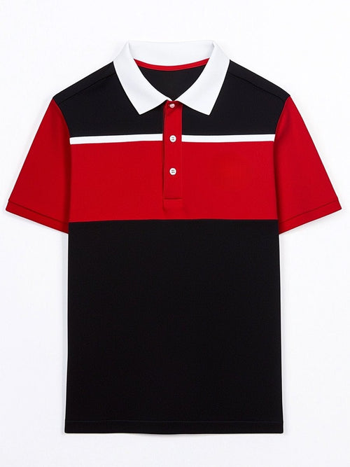 Men's Business Casual Button Short Sleeve Polo Shirt