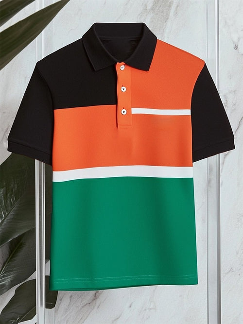 Men's Business Casual Button Short Sleeve Polo Shirt