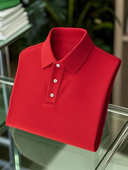 Men's Business Casual Button Short Sleeve Polo Shirt