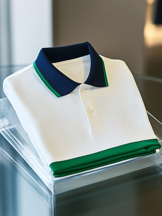 Men's Business Casual Logo Button Short Sleeve Polo Shirt