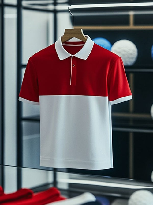 Men's Business Casual Logo Button Short Sleeve Polo Shirt
