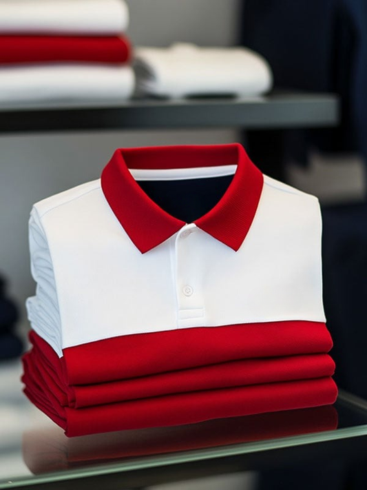 Men's Business Casual Logo Button Short Sleeve Polo Shirt