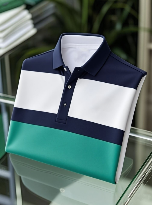 Men's Business Casual Button Short Sleeve Polo Shirt