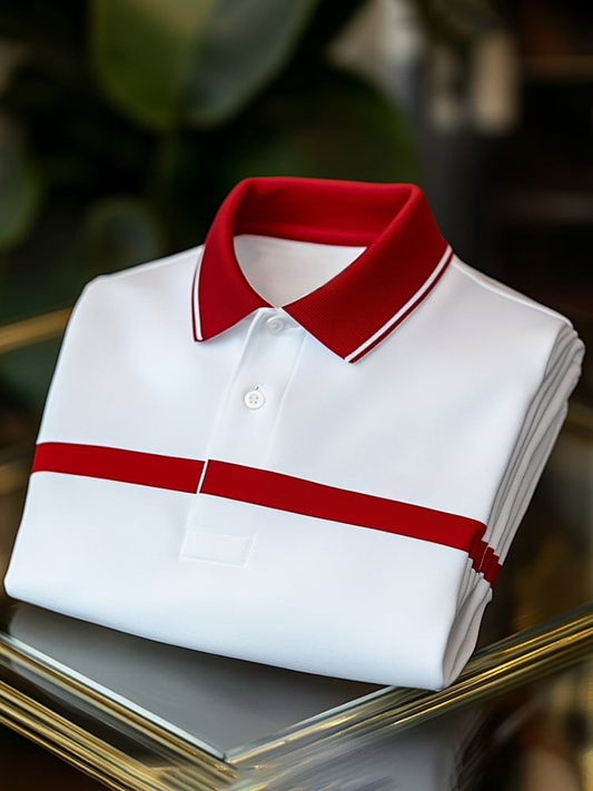 Men's Business Logo Button-Down Short Sleeve Polo Shirt