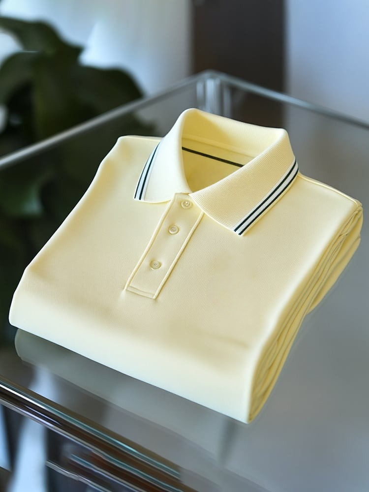 Men's Business Casual Logo Button Short Sleeve Polo Shirt