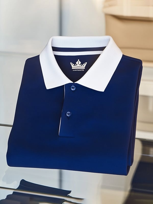 Men's Classic Business Logo Button Short Sleeve Polo Shirt