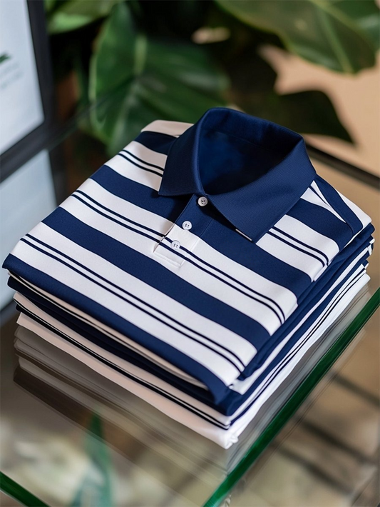 Men's Business Casual Button Short Sleeve Polo Shirt