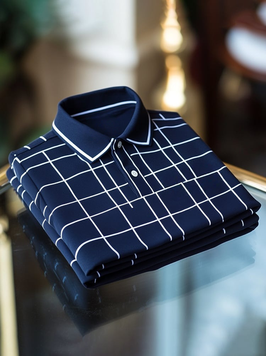 Men's Classic Business Logo Button Short Sleeve Polo Shirt