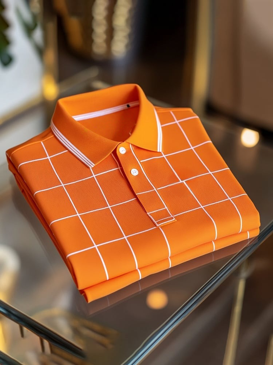 Men's Classic Business Logo Button Short Sleeve Polo Shirt