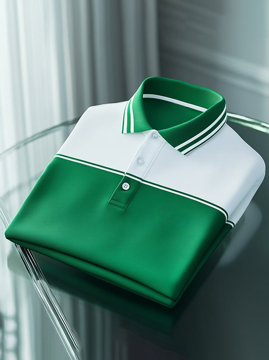 Men's Classic Business Logo Button Short Sleeve Polo Shirt
