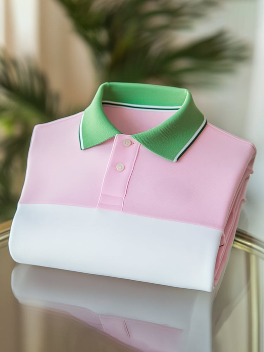 Men's Classic Business Logo Button Short Sleeve Polo Shirt