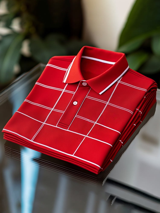 Men's Classic Business Logo Button Short Sleeve Polo Shirt