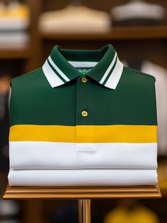 Men's Classic Business Logo Button Short Sleeve Polo Shirt