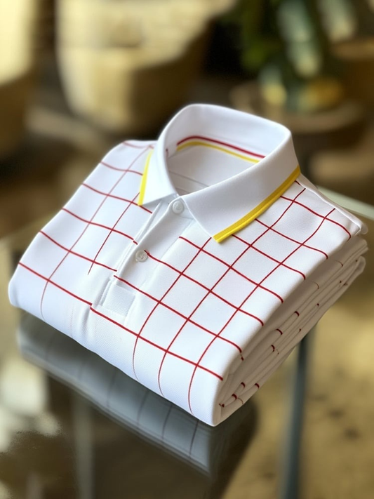 Men's Classic Business Logo Button Short Sleeve Polo Shirt