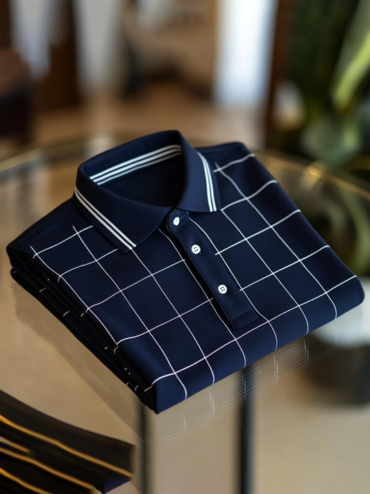 Men's Classic Business Logo Button Short Sleeve Polo Shirt