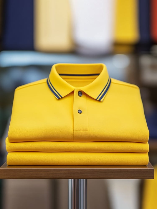 Men's Classic Business Logo Button Short Sleeve Polo Shirt