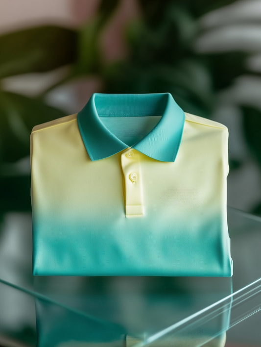 Men's Classic Business Fade Button Short Sleeve Polo Shirt