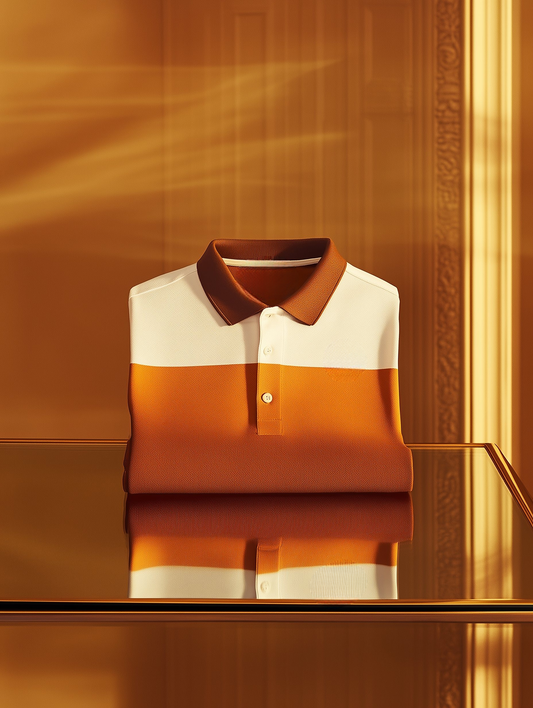 Men's Classic Business Oblique Color Button Short Sleeve Polo Shirt