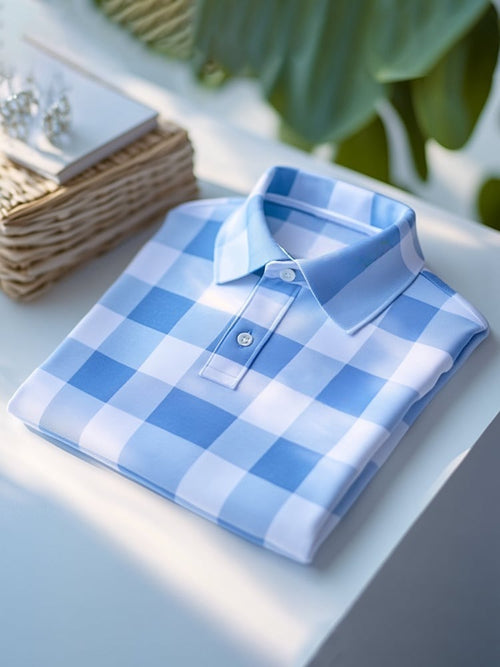 Men's Classic Business Logo Button Short Sleeve Polo Shirt