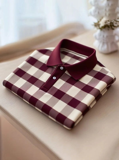 Men's Classic Business Logo Button Short Sleeve Polo Shirt