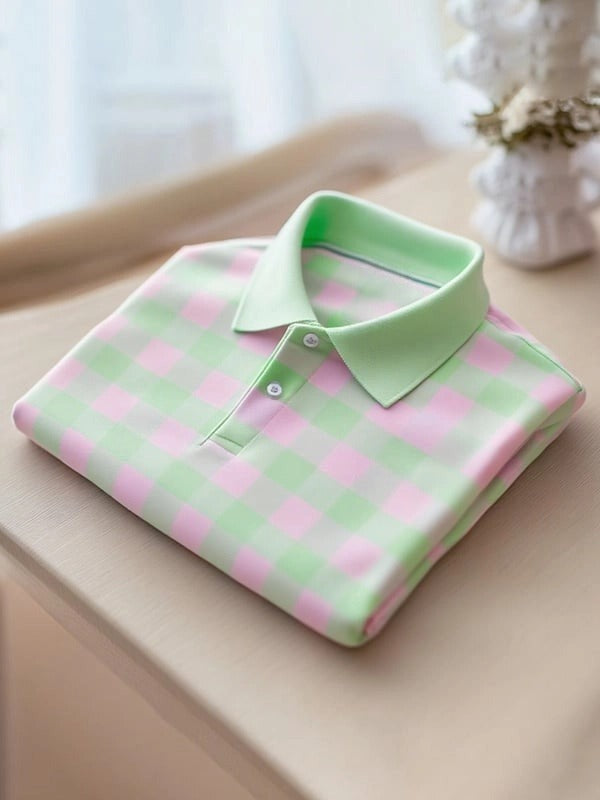 Men's Classic Business Logo Button Short Sleeve Polo Shirt