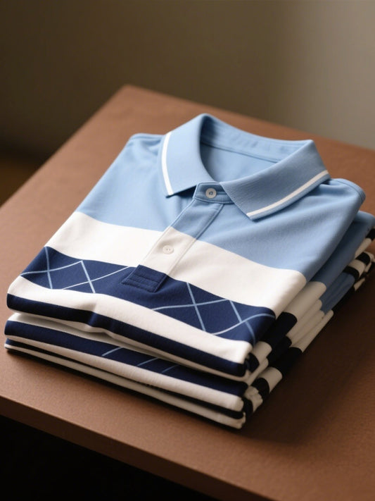 Men's Business Casual Button Short Sleeve Polo Shirt