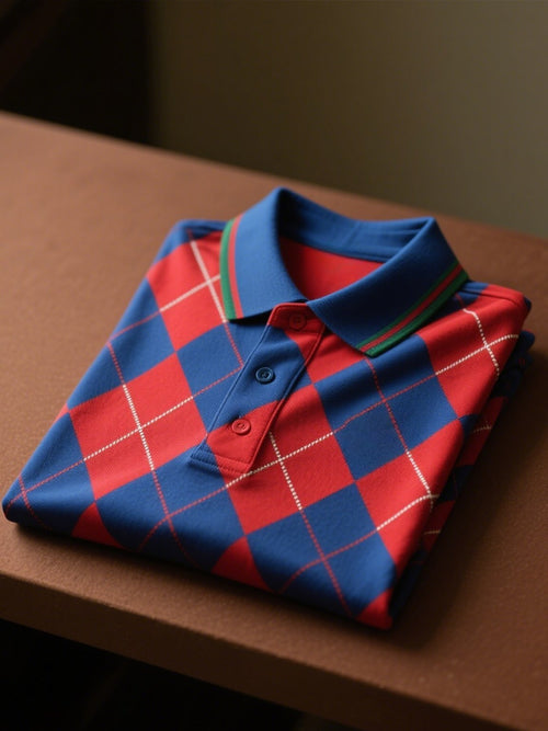 Men's Business Casual Button Short Sleeve Polo Shirt