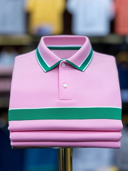 Men's Classic Business Logo Button Short Sleeve Polo Shirt