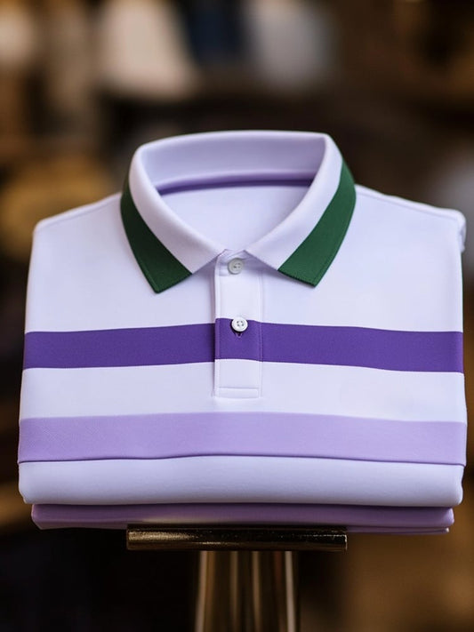 Men's Classic Business Logo Button Short Sleeve Polo Shirt