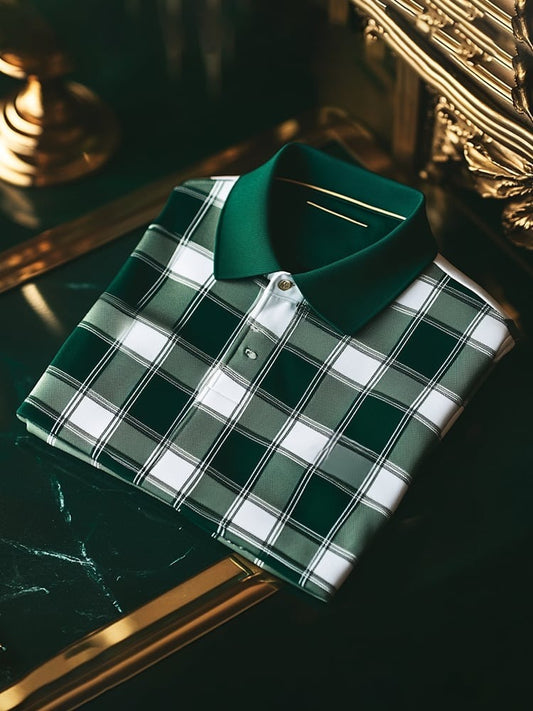 Men's Classic Business Logo Button Short Sleeve Polo Shirt