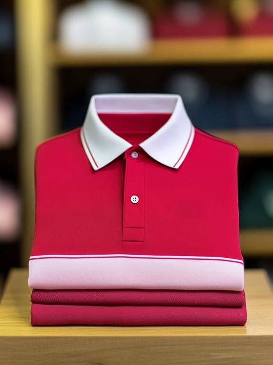 Men's Classic Business Logo Button Short Sleeve Polo Shirt