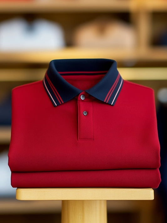 Men's Classic Business Logo Button Short Sleeve Polo Shirt