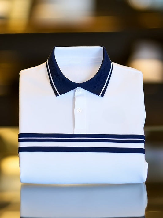 Men's Classic Business Logo Button Short Sleeve Polo Shirt