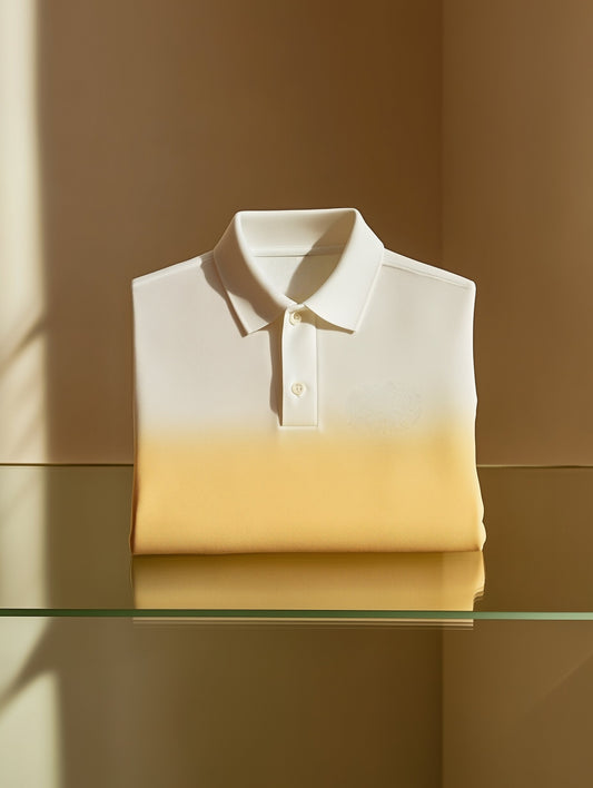 Men's Classic Business Fade Button Short Sleeve Polo Shirt
