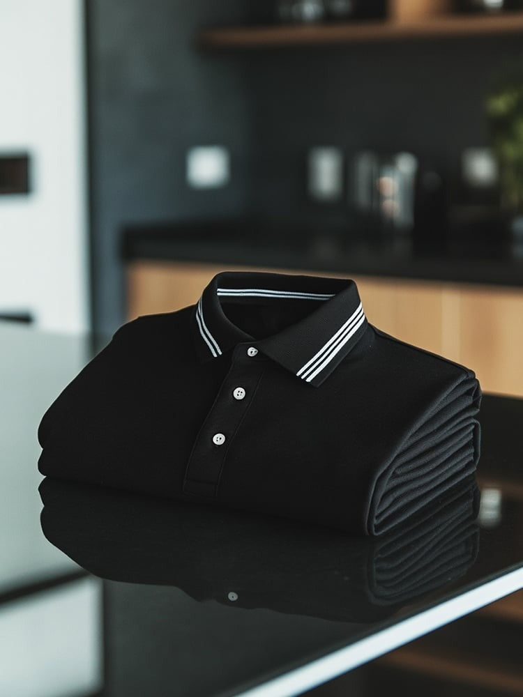 Men's Business Casual Logo Button Short Sleeve Polo Shirt