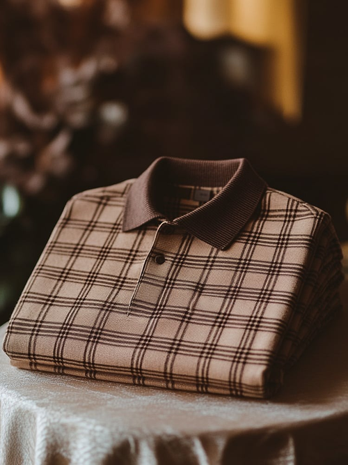 Men's Classic Business Logo Button Short Sleeve Polo Shirt